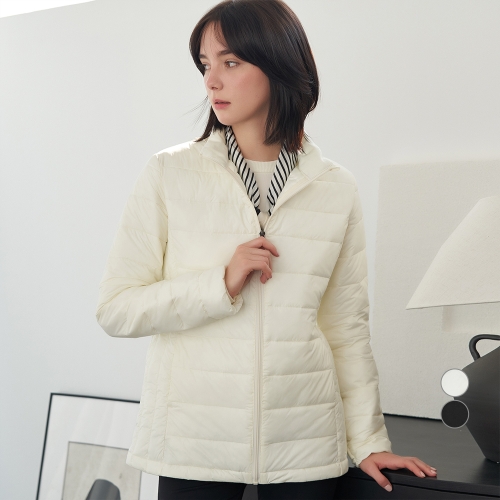 엘르 PARIS 여성용 경량 패딩 집업 자켓 IVORY_이미지
