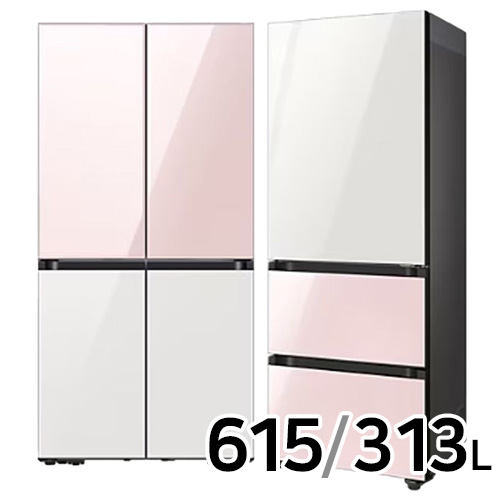 삼성전자 비스포크 키친핏 글램 RF60DB9KF1AP (핑크+화이트) + RQ33C7441AP (화이트+핑크)_이미지