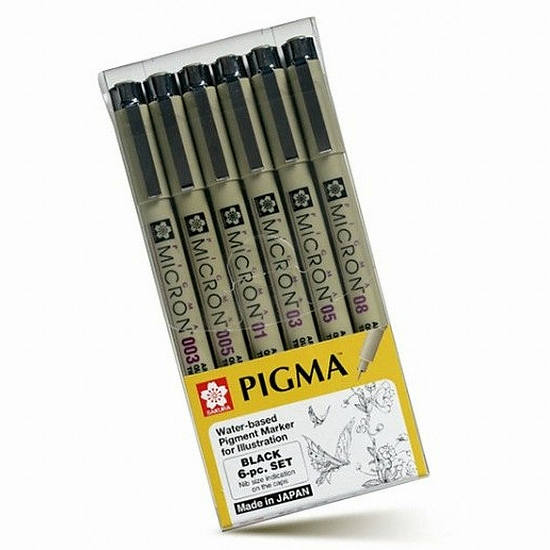 사쿠라 피그마 마이크론 블랙 드로잉펜 세트 (6본)