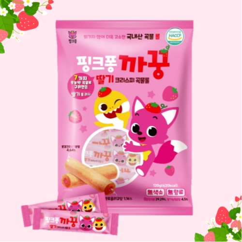 아기상어 까꿍 유산균 크리스피롤 딸기 120g