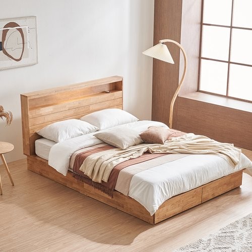 핀란디아 넬슨 원목 평상형 LED침대 Q (드림온21독립)_이미지