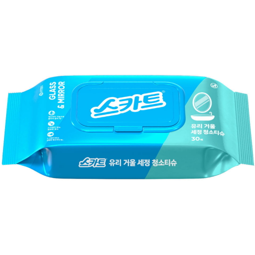 스카트 ㅤ유리 거울 세정 청소티슈 캡형 30매 (8팩)_이미지