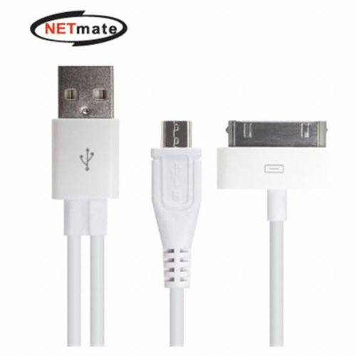 강원전자 NETmate NMC-MBY03 2in1 마이크로5핀 + 애플30핀 케이블 (0.2m)_이미지