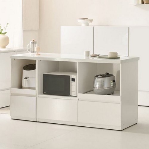 나무뜰 코디 E0 폭깊은 광파오븐 인조대리석 아일랜드 홈바 식탁 렌지대 수납장 1600 (의자별도)_이미지