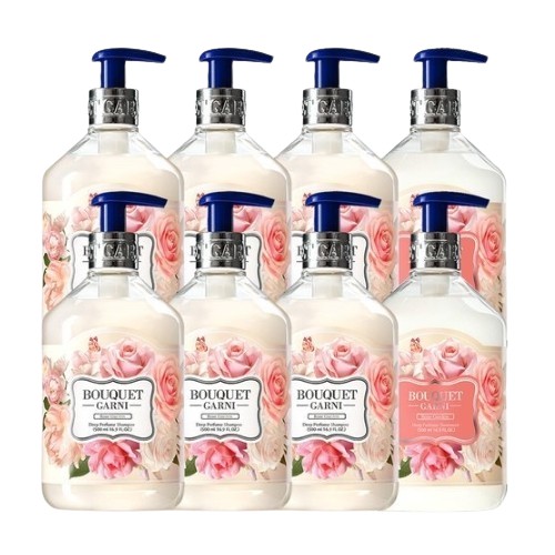 부케가르니 딥 퍼퓸 샴푸 로즈가든 500ml 6개+트리트먼트 500ml 2개 8종세트