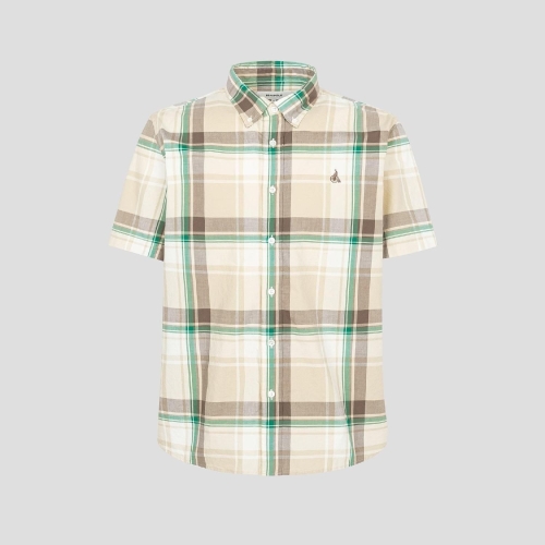 삼성물산 빈폴 남성 마드라스 체크 반소매 셔츠 베이지_BC5565C32A_이미지