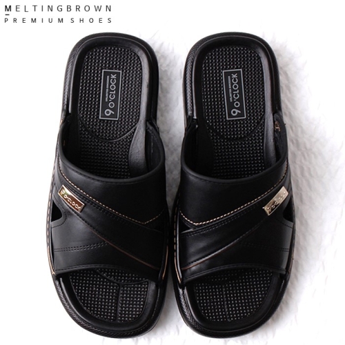 멜팅브라운 멜팅브라운 남성가죽슬리퍼 남자 직장인 가죽슬리퍼 실내화 GT08 2444925_이미지