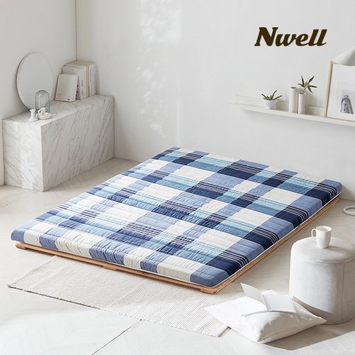 신우팜앤라텍스 느웰 체크 천연라텍스 토퍼 매트리스 SS