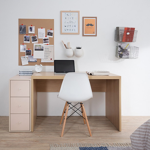 리바트 프렌즈 소호 ㄷ자 3단 서랍장 책상세트 (1200x590)_이미지