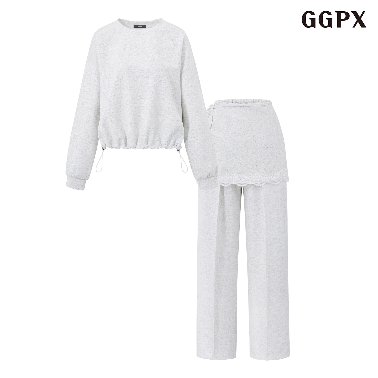 연승어패럴 GGPX 베이직 밑단 스트링 티셔츠 레이어드 팬츠 트레이닝 셋업 GQBOW023D