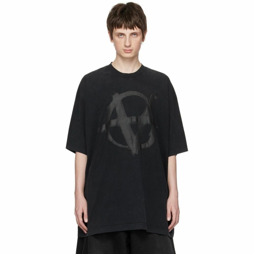 베트멍 남성 블랙 리버스 아나키 티셔츠 232669M213011