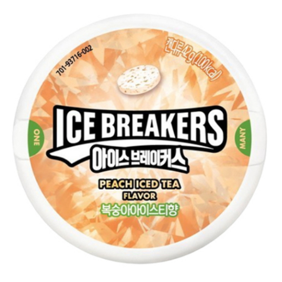 롯데웰푸드 아이스 브레이커스 복숭아 아이스티향 42g (1개)