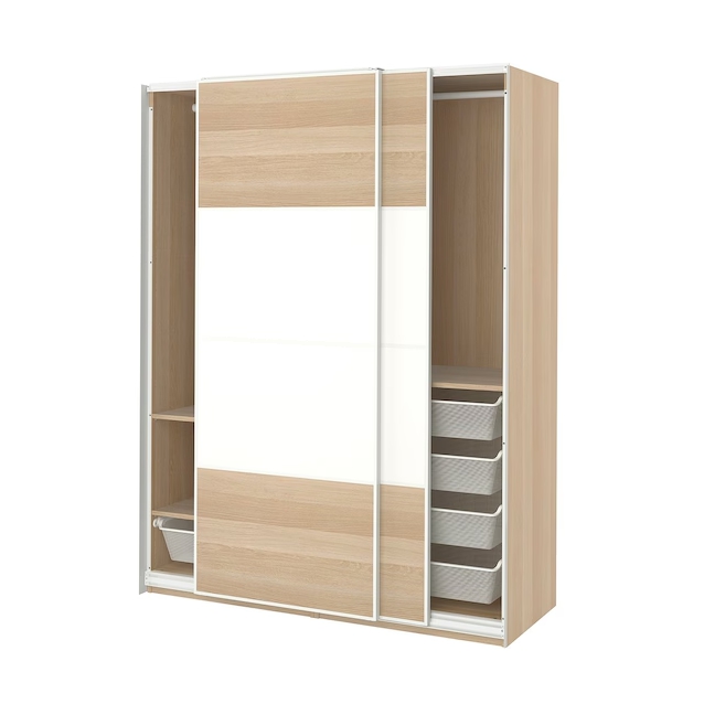 PAX 팍스MEHAMN 메함 화이트스테인 참나무무늬 옷장 1500