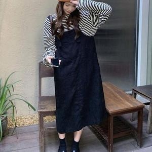 ONM 코듀로이 골덴 캐주얼 멜빵 롱 치마 원피스 9284097