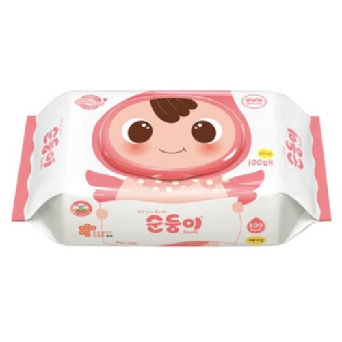 순둥이 베이직 무향 물티슈 캡형 100매 (10팩)_이미지