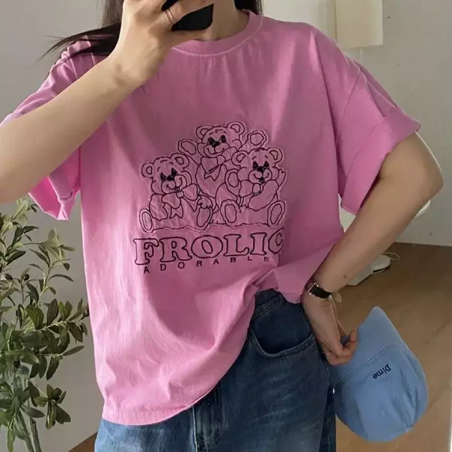 아이우먼 베어세친구박시티셔츠 POY275M607 빅사이즈_이미지