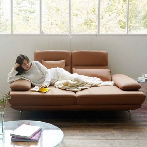 마루이 라온 스윙 가죽 소파 3인용 (스툴포함)_이미지