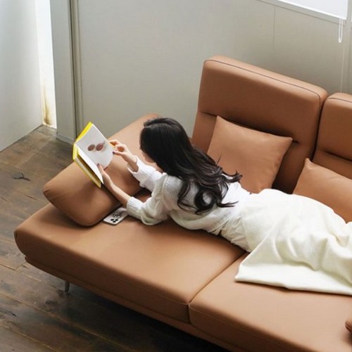 마루이 라온 스윙 가죽 소파 3인용 (스툴포함)_이미지