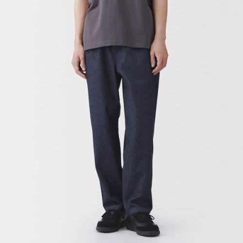 MUJI 남성 워싱 데님 이지팬츠 다크네이비 AE0YXA6S