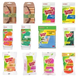 3M 스카치브라이트 수세미 모음 철 망사 스펀지 천연
