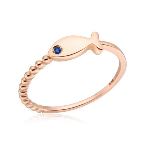 14K 물고기 큐빅아이 언발볼 사파이어 탄생석 반지 NPR42005