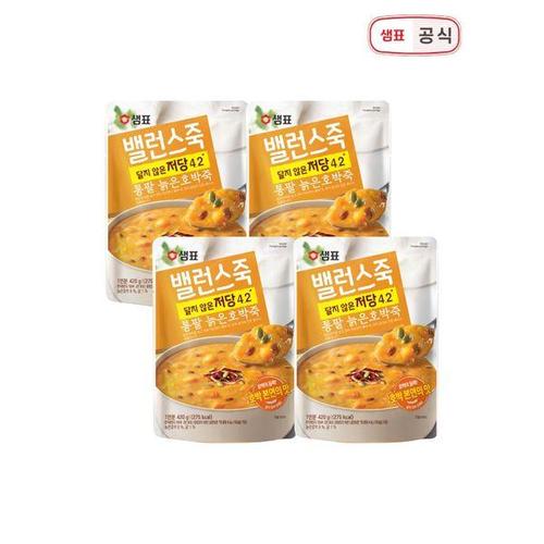 샘표식품 밸런스죽 통팥 늙은호박죽 420g (4개)