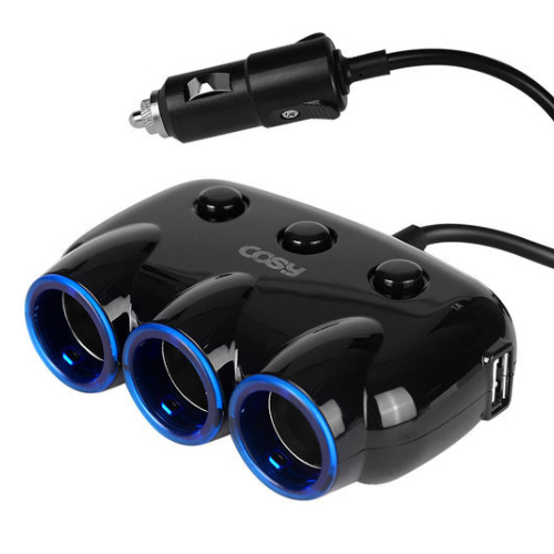 코시 스위치 차량용 충전기 시거소켓 3구 USB 2포트 CGR3147AT