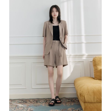 마인드브릿지 린넨 벨티드 원턱 반바지 MYHP3205_이미지