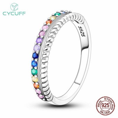 스털링 CYCUFF 925 실버 더블 컬러 지르코늄 트위스트 결혼 약혼 생일 선물 6 KTR059_이미지