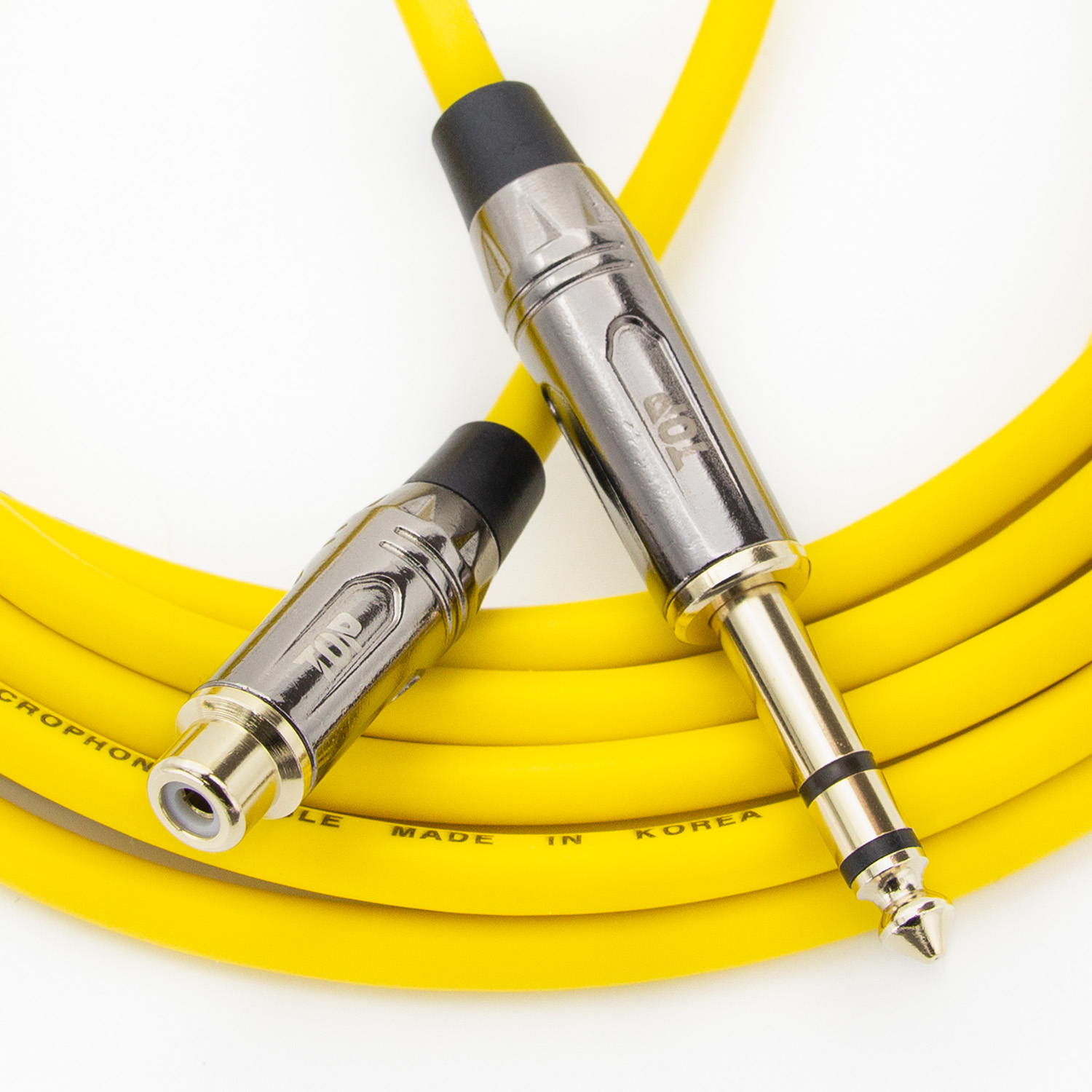 탑라인에이치디 HDTOP 메탈 RCA 암 to 5.5 스테레오 수 케이블 옐로우 (30m, HT-TP5021)_이미지