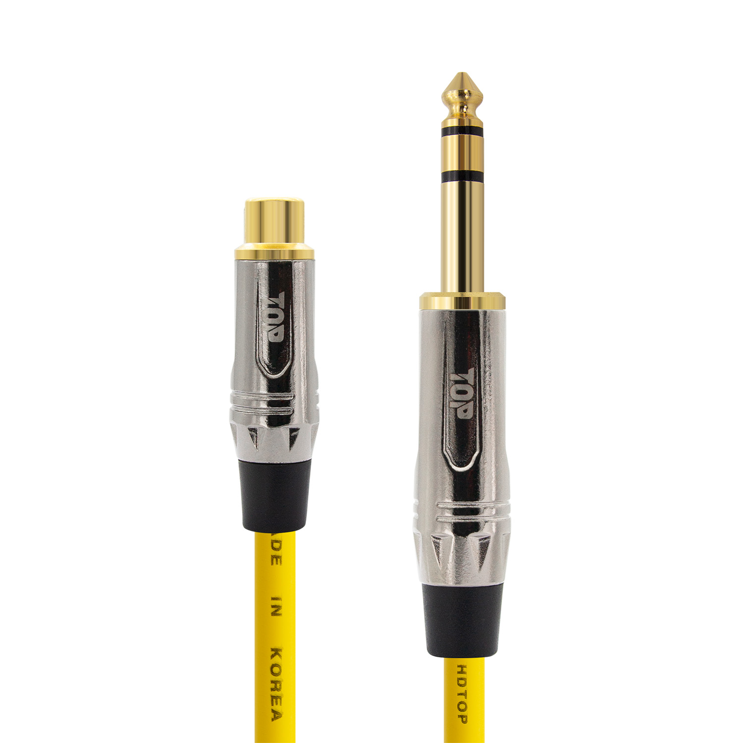 탑라인에이치디 HDTOP 메탈 RCA 암 to 5.5 스테레오 수 케이블 옐로우 (30m, HT-TP5021)_이미지