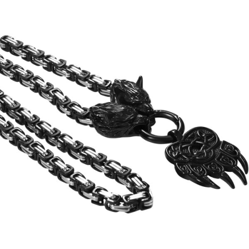 울프 11386235 남자 목걸이 심플 가벼운 패션 남성용 OIDEA 바이킹 빈티지 베어 클로 펜던트와 헤드 킹 체