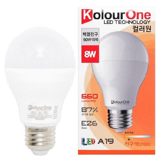 우리조명 장수램프 LED 벌브전구 전구색 8W_이미지