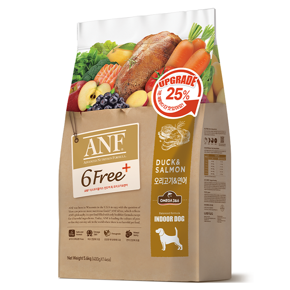 ANF 독 식스프리 플러스 인도어 오리고기&연어 5.6kg (2개)_이미지