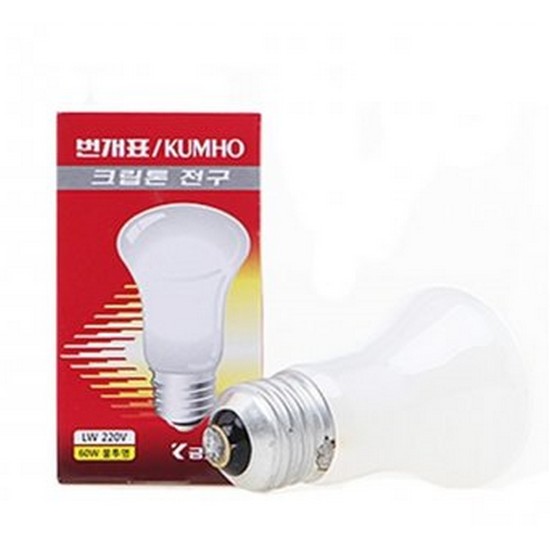 금호전기 번개표 E26 불투명 미니 크립톤전구 전구색 60W
