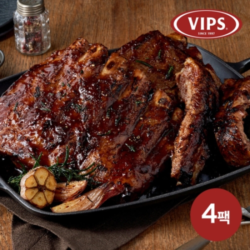 CJ푸드빌 빕스 왕갈비 바비큐 폭립 640g (4개)