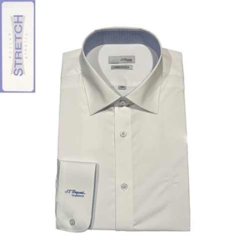 셔츠 SE5SM22LS752SWH 구김 적은 화이트 솔리드 카라 배색 소매 로고 슬림핏 스트레치 긴팔 스판 셔츠