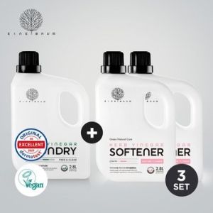 자연과함께 아이너바움 비건인증 혼합 유아 아기 신생아 세제 3개세트 세탁 1개+섬유 2개 2.8L 3