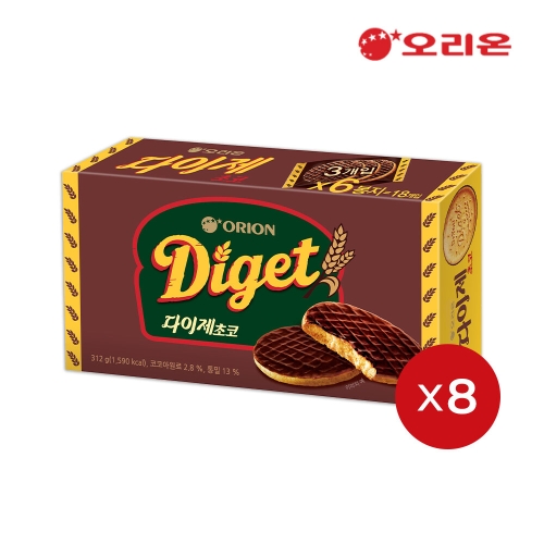 오리온 닥터유 다이제 초코 6개입 312g (8개)