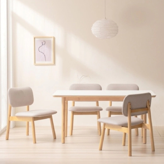 보니애가구 밀리아 낮은 세라믹 식탁 1400 (의자4개)