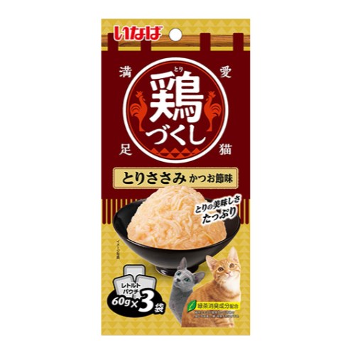 이나바 캣 챠오 치킨가득 파우치 닭가슴살&가다랑어포 QCR-92 180g (60g x 3p) (1개)_이미지