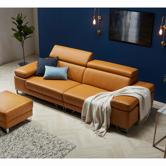 막스앤 카르멘 이태리 천연통가죽 소파 3.5인용 (스툴별도)_이미지