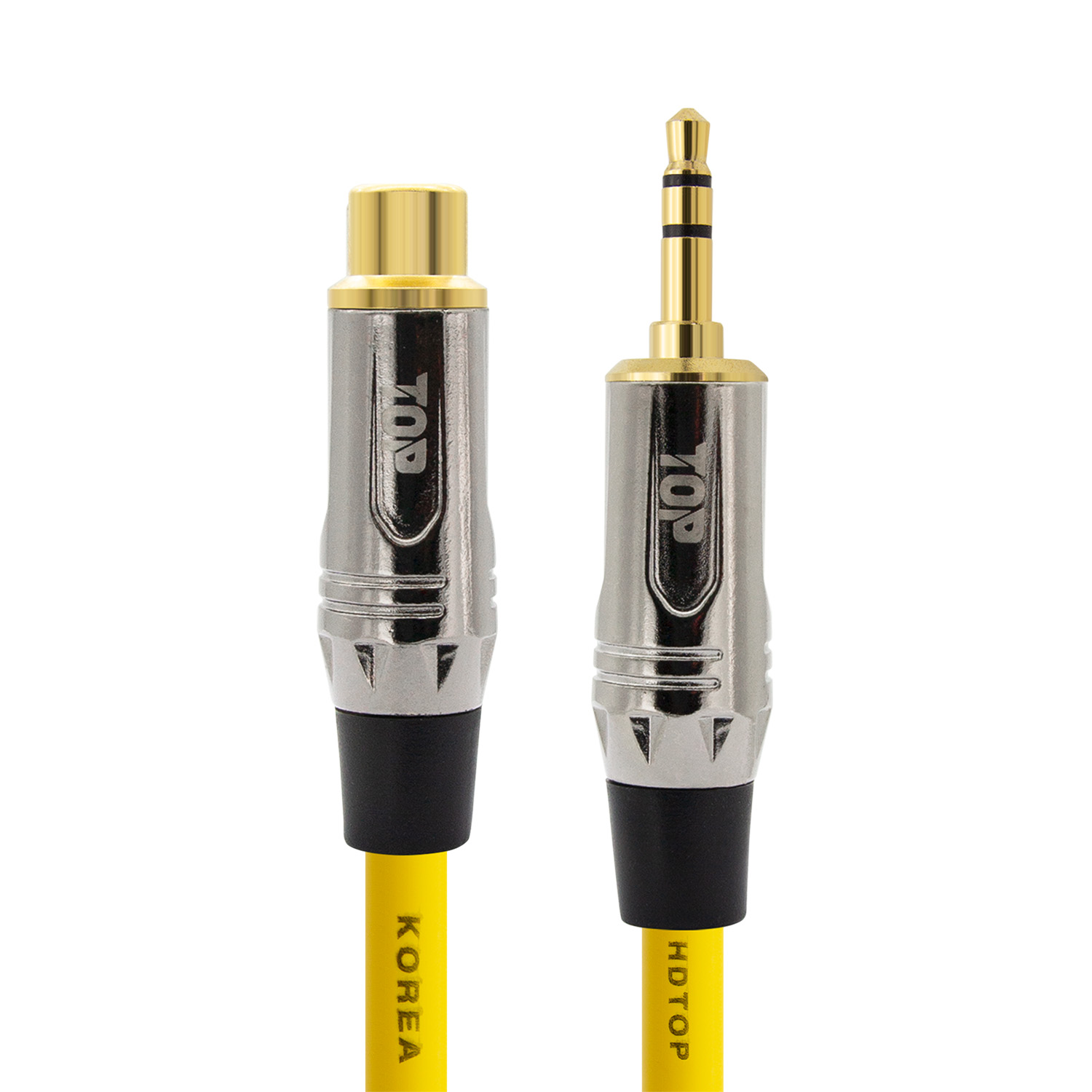 탑라인에이치디 HDTOP 메탈 RCA 암 to 3.5스테레오 수 케이블 옐로우 (50m, HT-TP4994)_이미지