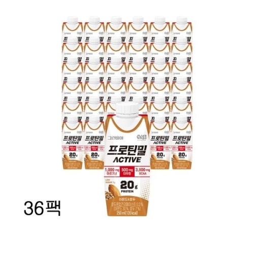 정식품 그린비아 프로틴밀 액티브 아몬드와 호두 250ml (36개)