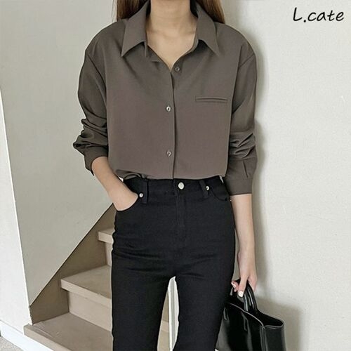 빌리버스 엘케이트 여성 셔츠 LRT3933 여자 모던 포켓 남방베이지 브라운 차콜 여성의류 여자의류 셔츠 셔츠티 데일리셔츠 정장셔츠 캐주얼셔..