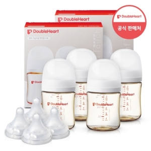 더블하트 모유실감 3세대 PPSU 베이직 160ml (젖병 2개 + 젖꼭지 4개)