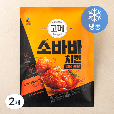 CJ제일제당 고메 소바바 치킨 양념 순살 600g (2개)_이미지