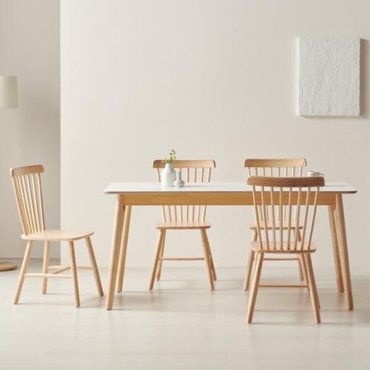 리빙디자인연구소 헤이몰리 로쉐 원목 식탁 1600 (의자4개)