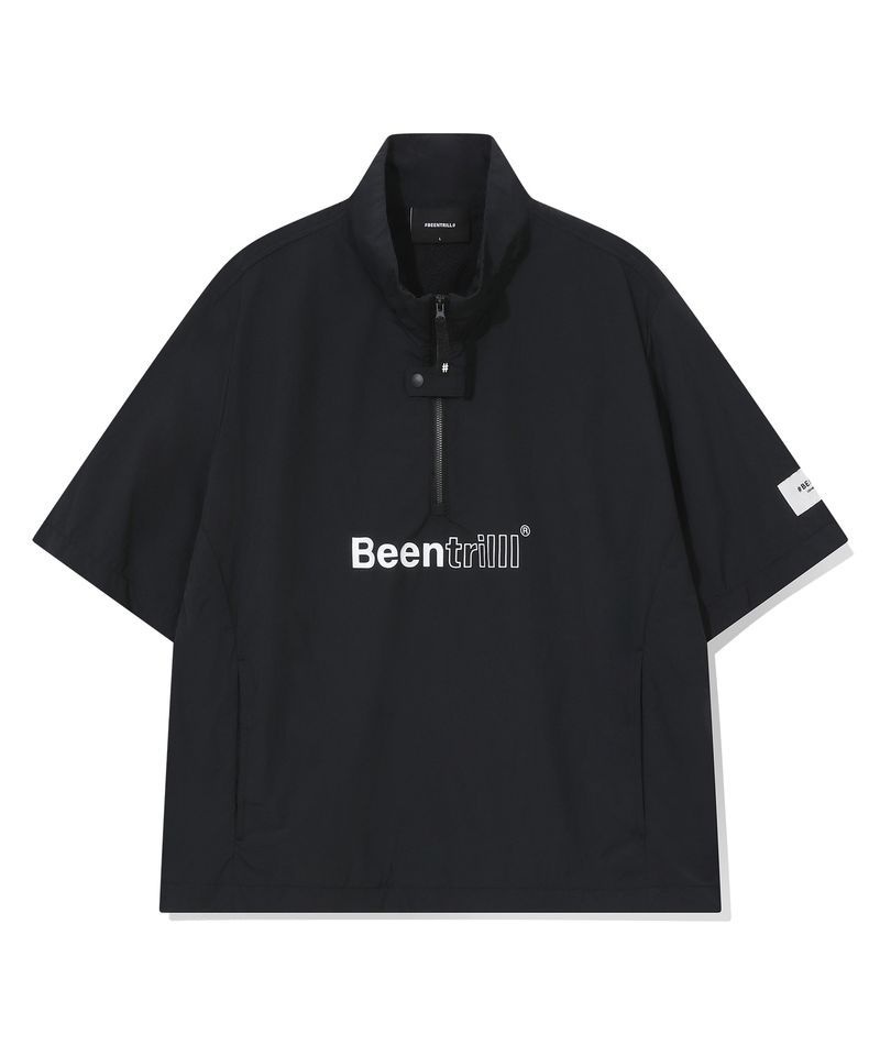 에센셜 빈트릴 BEENTRILL 우먼스 베이직 우븐 하프집업 숏슬리브 블랙 BA262WT302BK 199690