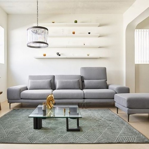 에싸 모이트 리프트기능 리브 패브릭 소파 4인용 (스툴포함)